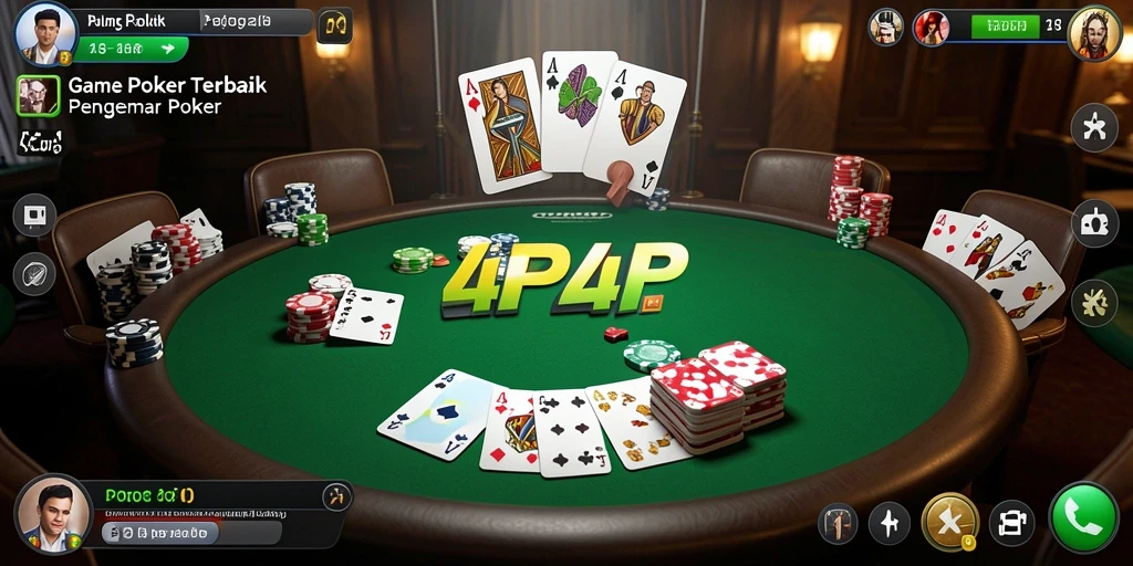 Screenshot utama menampilkan gameplay poker seru di 4P4P.