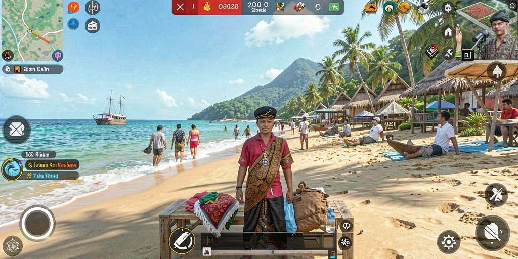 Tampilan gameplay menampilkan interaksi karakter dalam simulasi kehidupan.