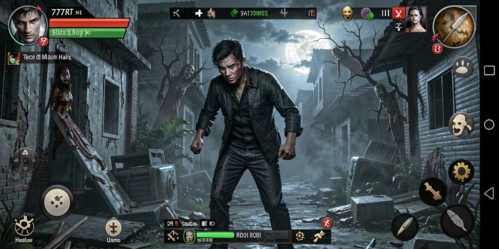 Screenshot gameplay 777RT yang menampilkan suasana mencekam dan penuh ketegangan.
