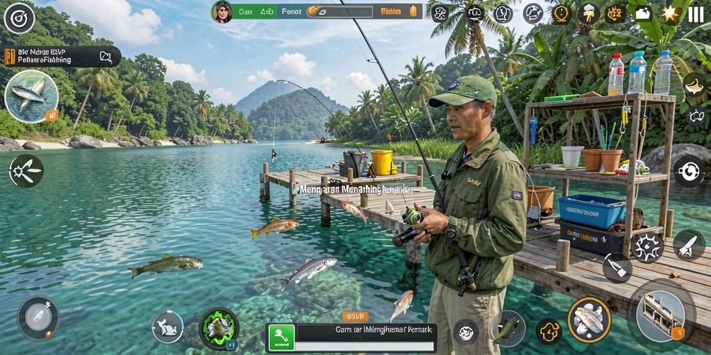 Screenshot gameplay 8SVIP yang menampilkan aksi memancing yang realistis.