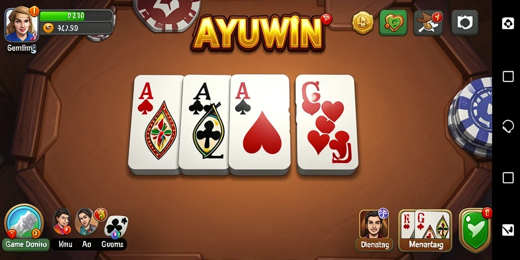 Screenshot permainan AYUWIN menampilkan gameplay domino yang menarik.