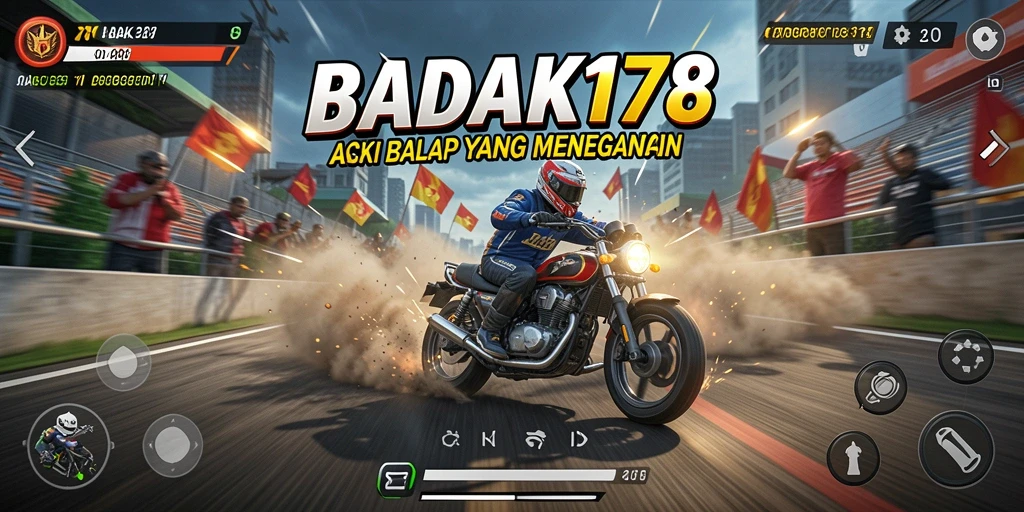 Tampilan gameplay seru dari BADAK178 dengan balapan yang mendebarkan.