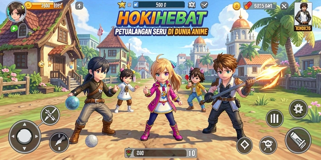 Screenshot utama HOKIHEBAT menampilkan karakter anime dalam aksi yang menegangkan.