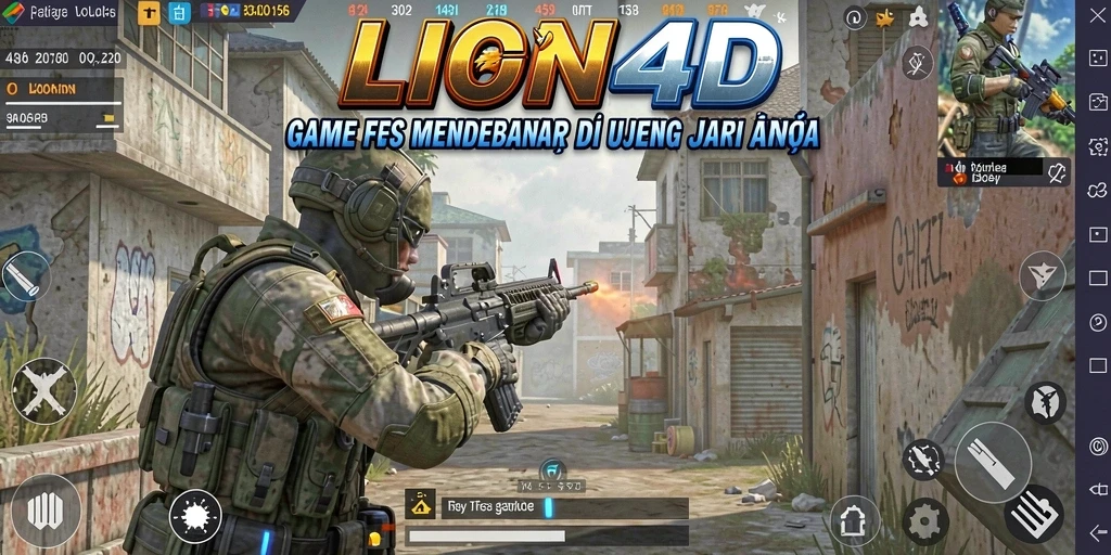Screenshot gameplay LION4D menampilkan aksi tembak-menembak yang intens.