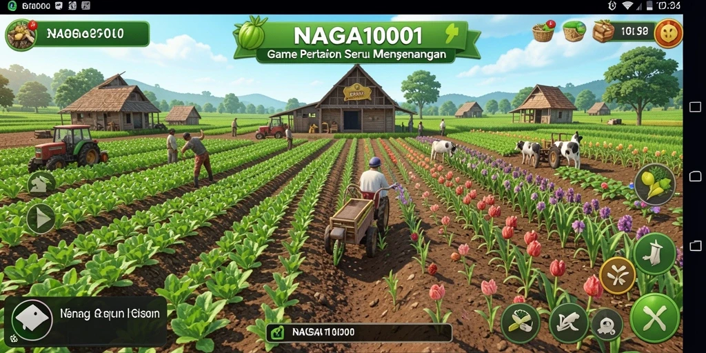 Gameplay bertani seru di NAGA1001 dengan ladang yang luas.
