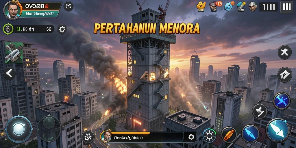Tampilan gameplay menegangkan dari OVO88 dalam Tower Defense.