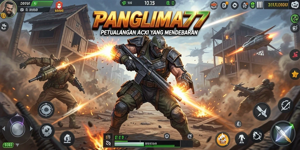 Gameplay Action seru di PANGLIMA77 dengan karakter unik.