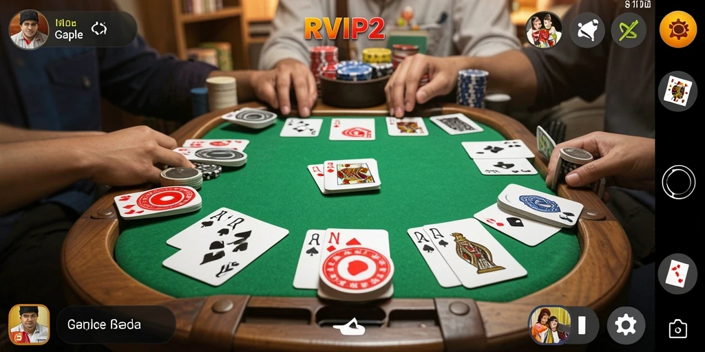 Tampilan seru gameplay Gaple di RVIP2 yang menghibur.