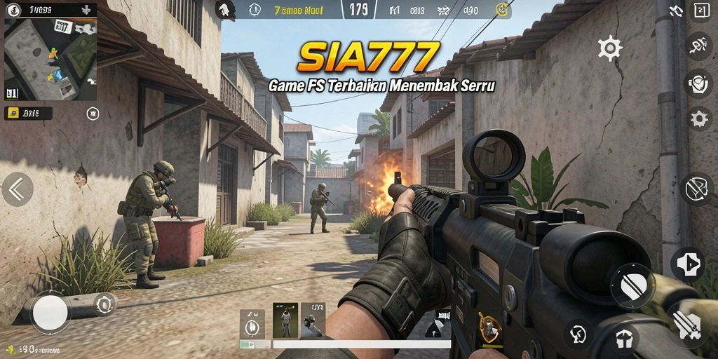 Tangkapan layar gameplay SIA777 yang intens dengan aksi FPS penuh.
