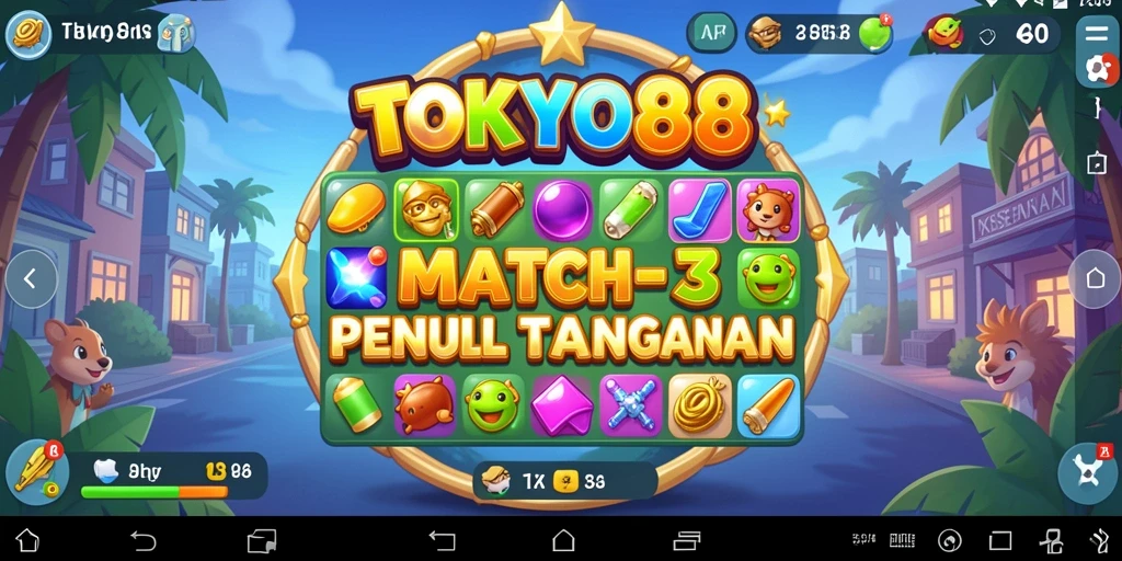 Tampilan gameplay menakjubkan di TOKYO88 dengan berbagai permata berwarna-warni.