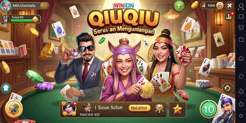 Tampilan gameplay seru dari WINIDN saat memainkan QiuQiu.