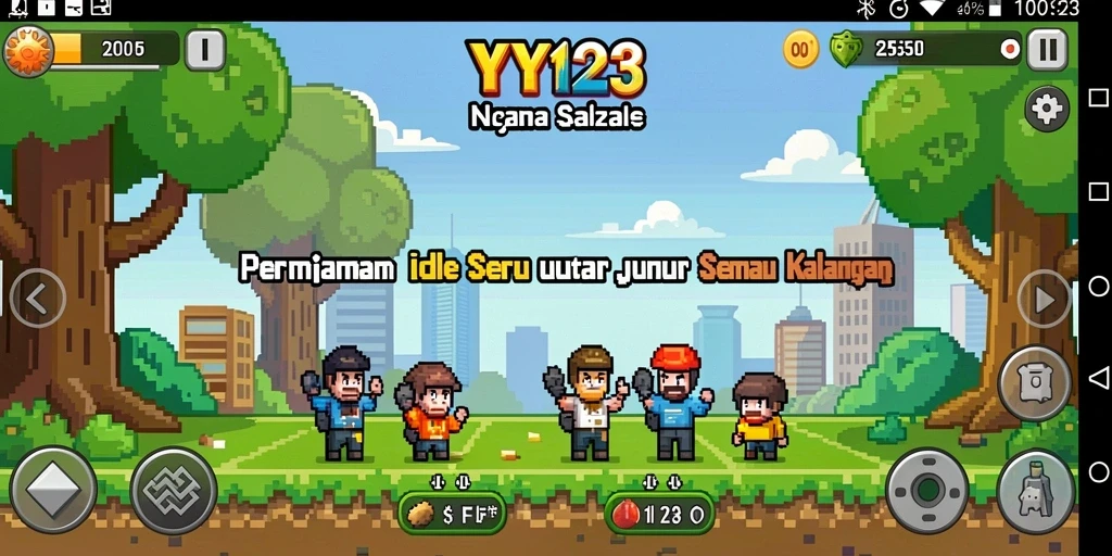 Tampilan gameplay <strong>YY123</strong> dengan karakter dan sumber daya yang terus berkembang.
