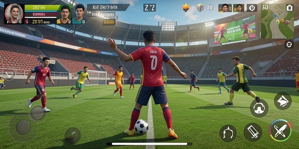 Tampilan gameplay ZK7 yang mengesankan dengan aksi olahraga penuh semangat.